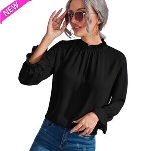 NWT Staccato Black Ruffle Blouse - LARGE